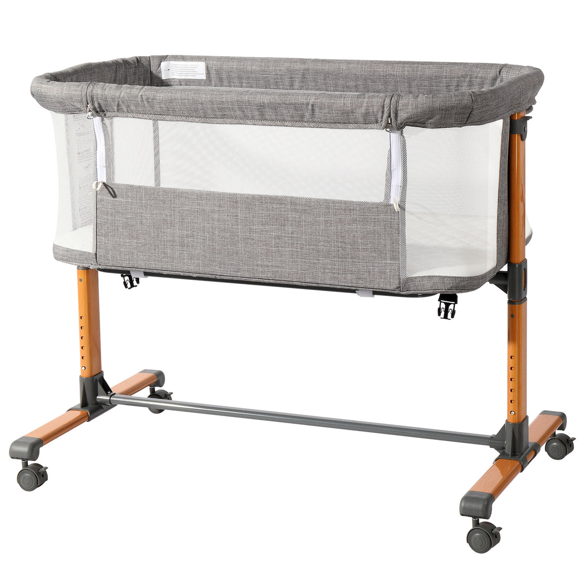 Grey Baby Bassinet with Wheels