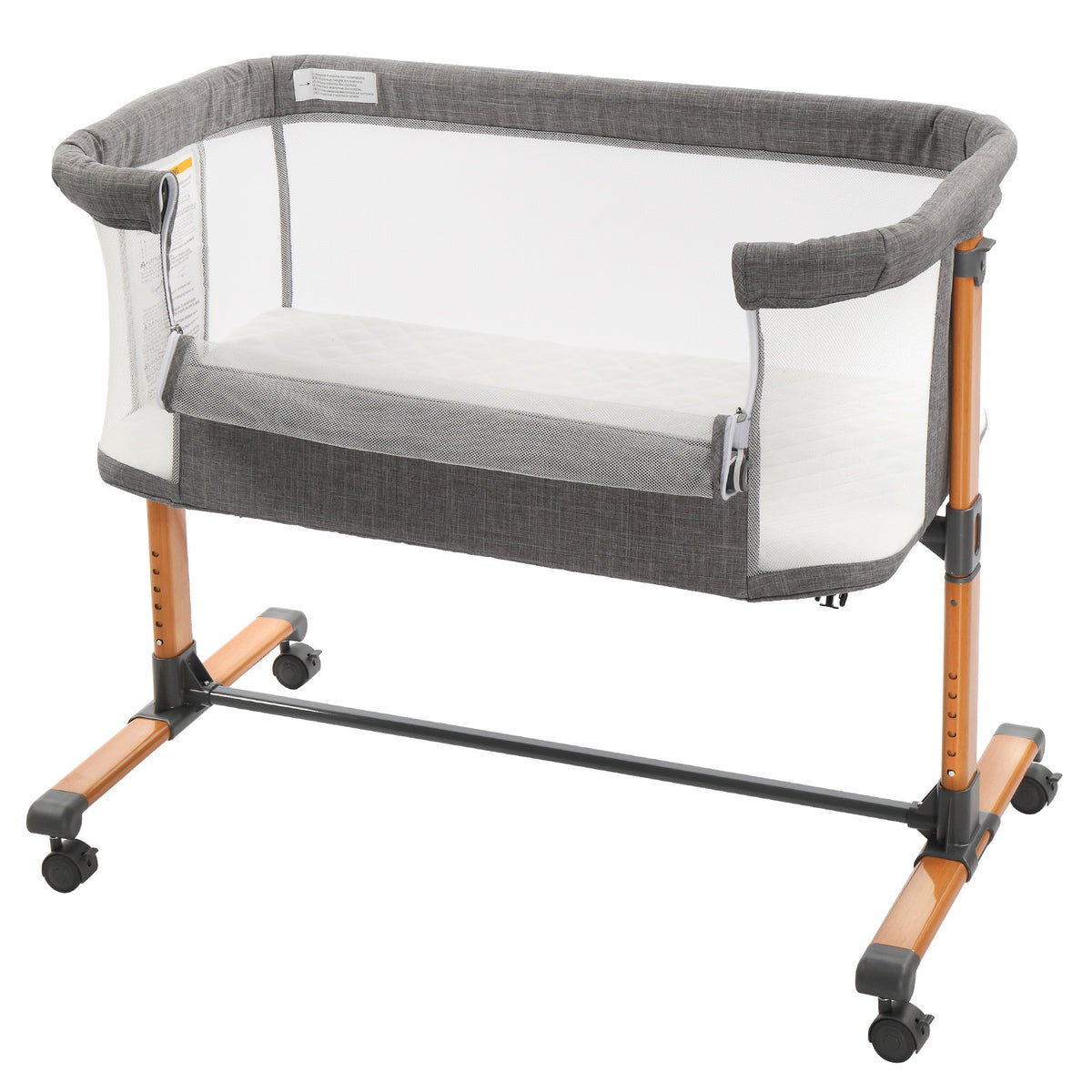 Grey Baby Bassinet with Wheels