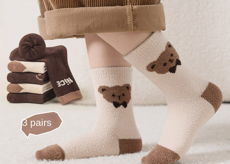Warm Bear Kids Socks – 3 Pair Set